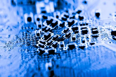 Close up of Electronic Circuits in Technology on  Mainboard 스톡 사진