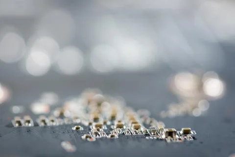 Close up of Electronic Circuits in Technology on  Mainboard Photos