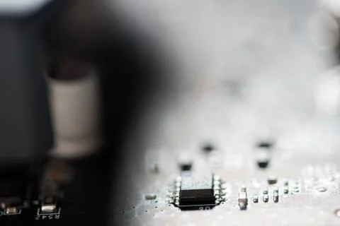 Close up of Electronic Circuits in Technology on  Mainboard Stock Photos