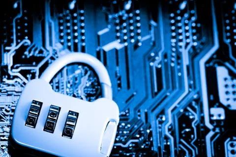 Close up of Electronic Circuits in Technology on  Mainboard 스톡 사진