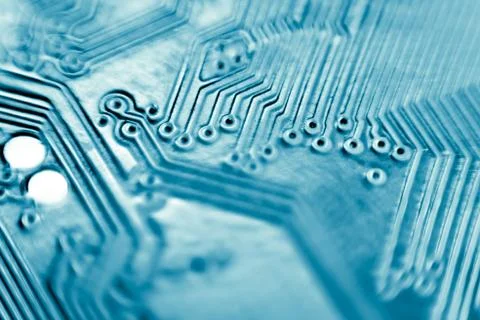 Close up of Electronic Circuits in Technology on  Mainboard 스톡 사진