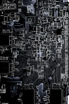 Close up of Electronic Circuits in Technology on  Mainboard 库存照片