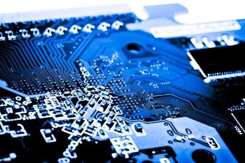 Close up of Electronic Circuits in Technology on  Mainboard 스톡 사진