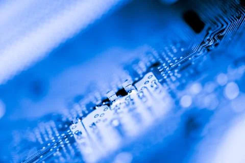 Close up of Electronic Circuits in Technology on  Mainboard 库存照片