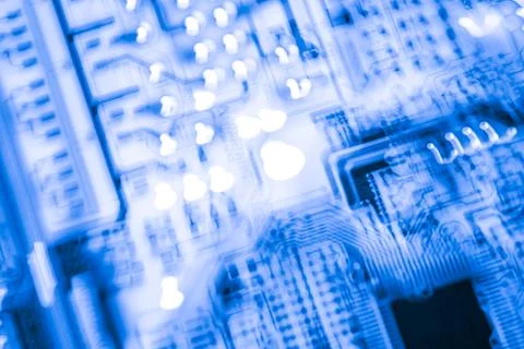 Close up of Electronic Circuits in Technology on  Mainboard 스톡 사진