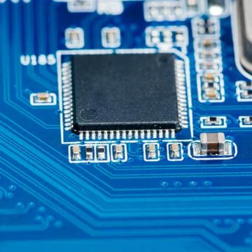 Close up of Electronic Circuits in Technology on  Mainboard Stock Photos
