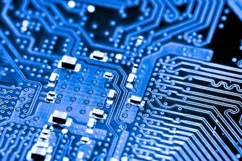 Close up of Electronic Circuits in Technology on  Mainboard 스톡 사진