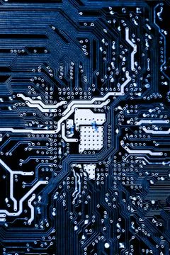 Close up of Electronic Circuits in Technology on  Mainboard 스톡 사진