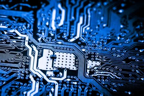 Close up of Electronic Circuits in Technology on  Mainboard 库存照片