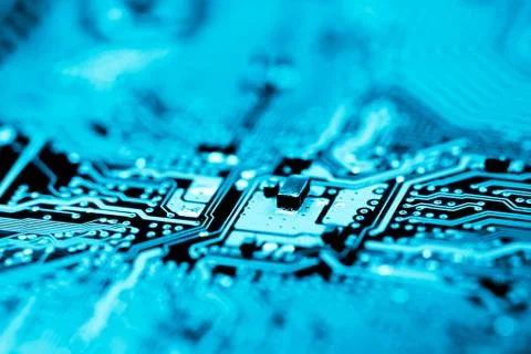 Close up of Electronic Circuits in Technology on  Mainboard 스톡 사진