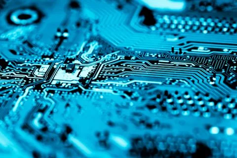 Close up of Electronic Circuits in Technology on  Mainboard 스톡 사진