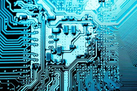 Close up of Electronic Circuits in Technology on  Mainboard 写真素材