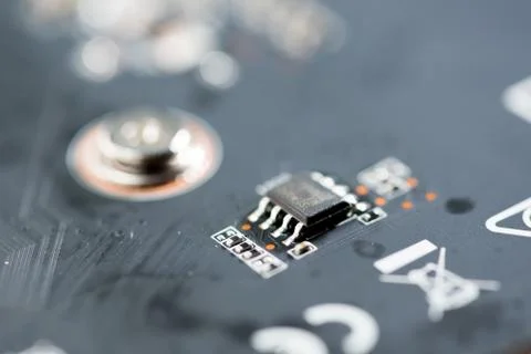 Close up of Electronic Circuits in Technology on  Mainboard Stock Photos