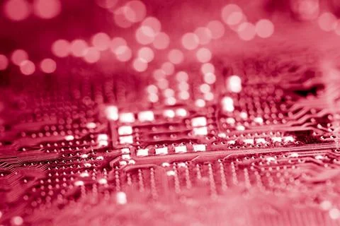 Close up of Electronic Circuits in Technology on  Mainboard 库存照片