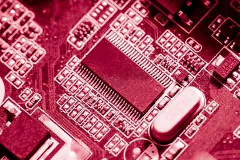 Close up of Electronic Circuits in Technology on  Mainboard 스톡 사진