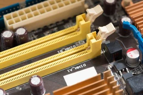 Close up of Electronic Circuits in Technology on  Mainboard Stock Photos