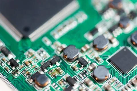 Close up of Electronic Circuits in Technology on  Mainboard 库存照片
