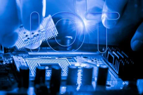 Close up of Electronic Circuits in Technology on  Mainboard Stock Photos