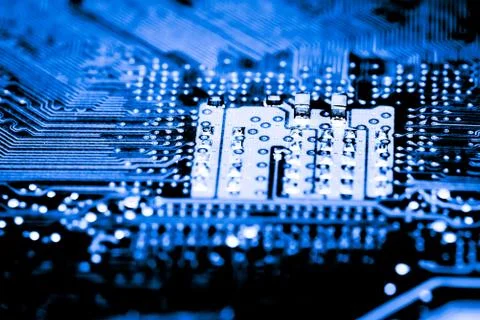 Close up of Electronic Circuits in Technology on  Mainboard Stockfoto's
