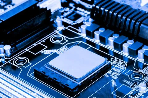 Close up of Electronic Circuits in Technology on  Mainboard Stock Photos