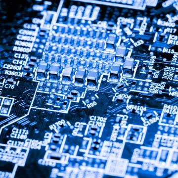 Close up of Electronic Circuits in Technology on  Mainboard Stock Photos