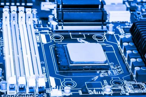 Close up of Electronic Circuits in Technology on  Mainboard 写真素材