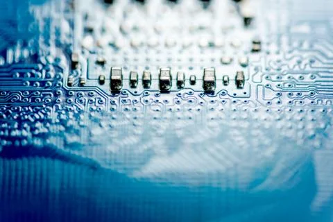 Close up of Electronic Circuits in Technology on  Mainboard Foto stock