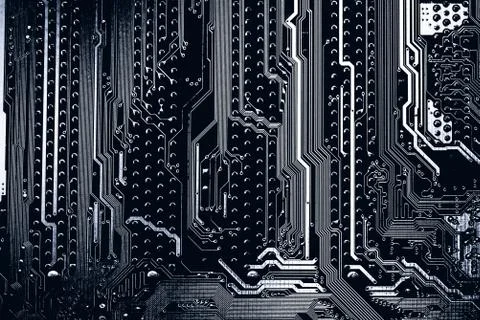 Close up of Electronic Circuits in Technology on  Mainboard 库存照片