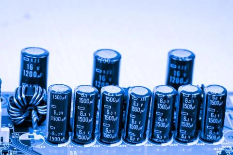 Close up of Electronic Circuits in Technology on  Mainboard Photos