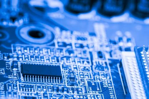 Close up of Electronic Circuits in Technology on  Mainboard Stock Photos