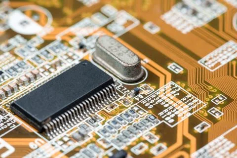 Close up of Electronic Circuits in Technology on  Mainboard Stock Photos
