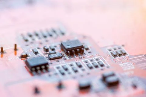 Close up of Electronic Circuits in Technology on  Mainboard Stock-Fotos