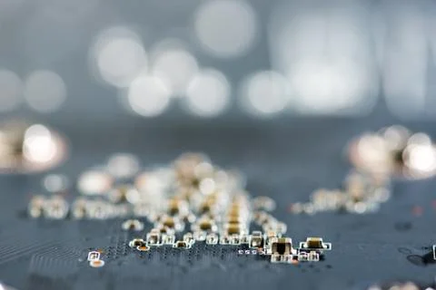 Close up of Electronic Circuits in Technology on  Mainboard Stock-Fotos