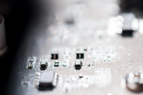 Close up of Electronic Circuits in Technology on  Mainboard Stock Photos