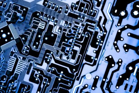 Close up of Electronic Circuits in Technology on  Mainboard 스톡 사진