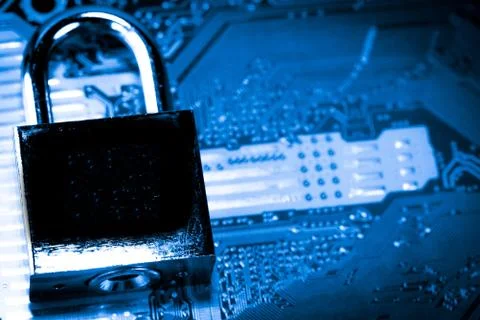 Close up of Electronic Circuits in Technology on  Mainboard 스톡 사진