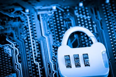 Close up of Electronic Circuits in Technology on  Mainboard 스톡 사진