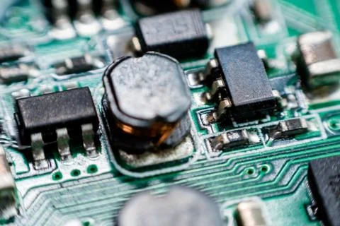 Close up of Electronic Circuits in Technology on  Mainboard Stock Photos
