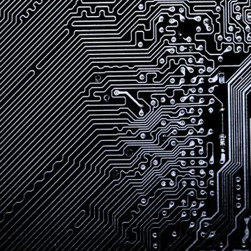 Close up of Electronic Circuits in Technology on  Mainboard 스톡 사진