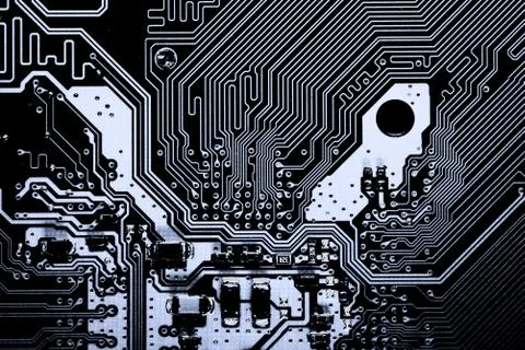 Close up of Electronic Circuits in Technology on  Mainboard Stockfoto's