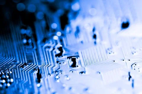 Close up of Electronic Circuits in Technology on  Mainboard Stockfoto's