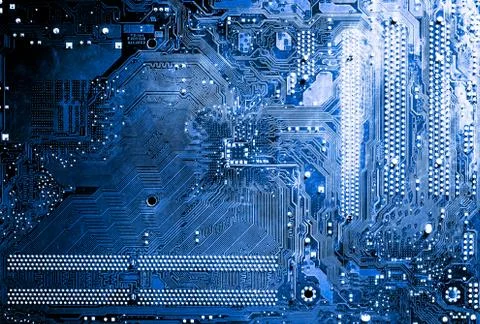 Close up of Electronic Circuits in Technology on  Mainboard Foto stock