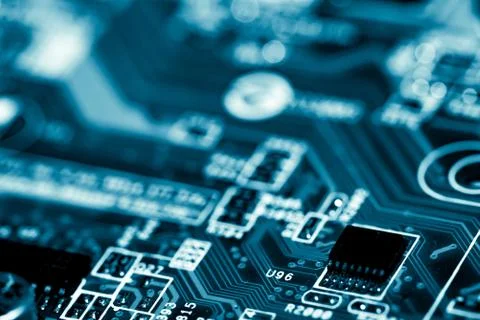 Close up of Electronic Circuits in Technology on  Mainboard Photos
