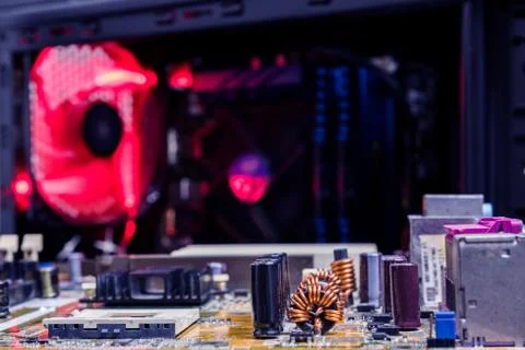 Close up of Electronic Circuits in Technology on  Mainboard Stock Photos