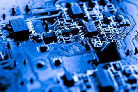 Close up of Electronic Circuits in Technology on  Mainboard Stock Photos