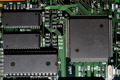 Close up of Electronic Circuits in Technology on  Mainboard Stock Photos
