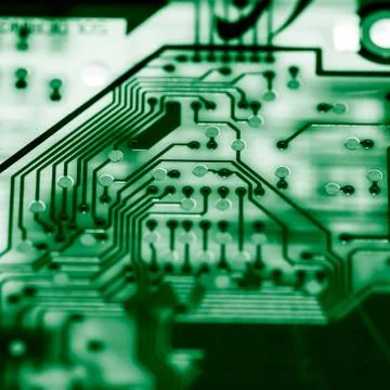 Close up of Electronic Circuits in Technology on  Mainboard 스톡 사진