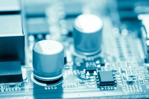 Close up of Electronic Circuits in Technology on  Mainboard Stock Photos