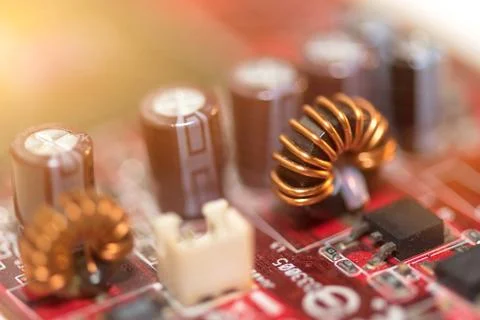 Close up of Electronic Circuits in Technology on  Mainboard Stock Photos