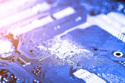 Close up of Electronic Circuits in Technology on  Mainboard 스톡 사진